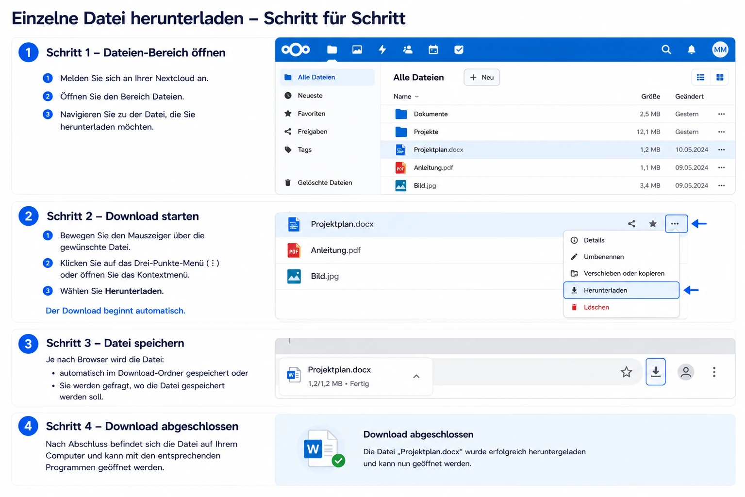 Nextcloud Dateien herunterladen