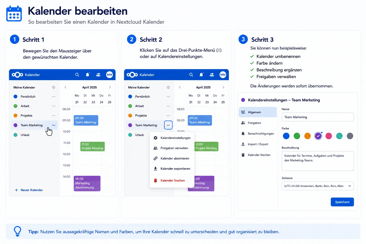 Nextcloud Kalender bearbeiten