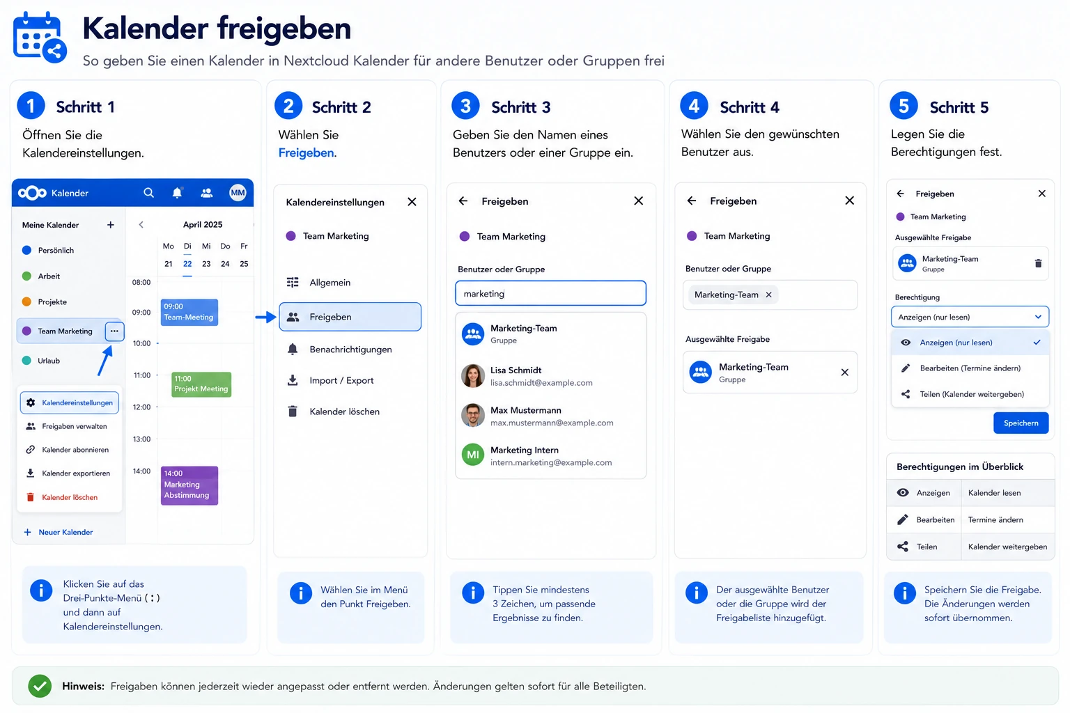 Nextcloud Kalender Freigeben