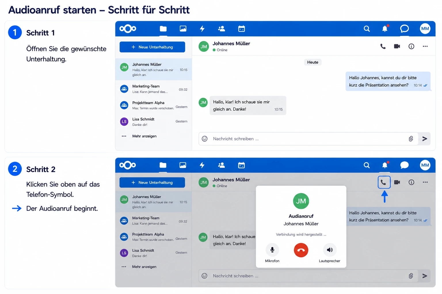 Nextcloud Talk Audioanruf