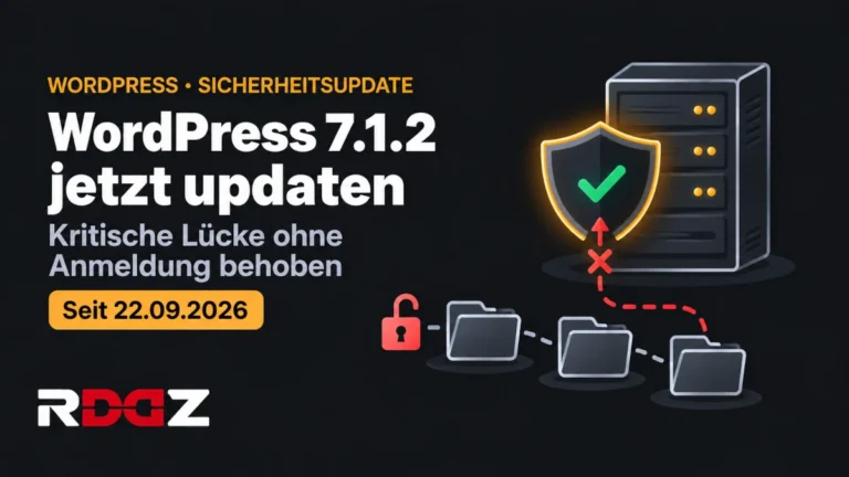WordPress 7.1.2: Sicherheitsupdate behebt kritische Lücke WordPress 7.1.2 Sicherheitsupdate mit Schutzschild und Core-Update